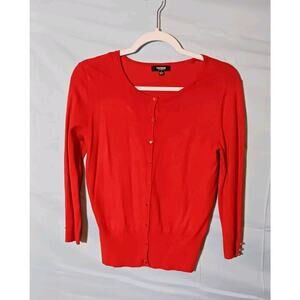 Premise Studio Cardigan Small Long Sleeve Sweater w/ Fancy Buttons Burnt Orange